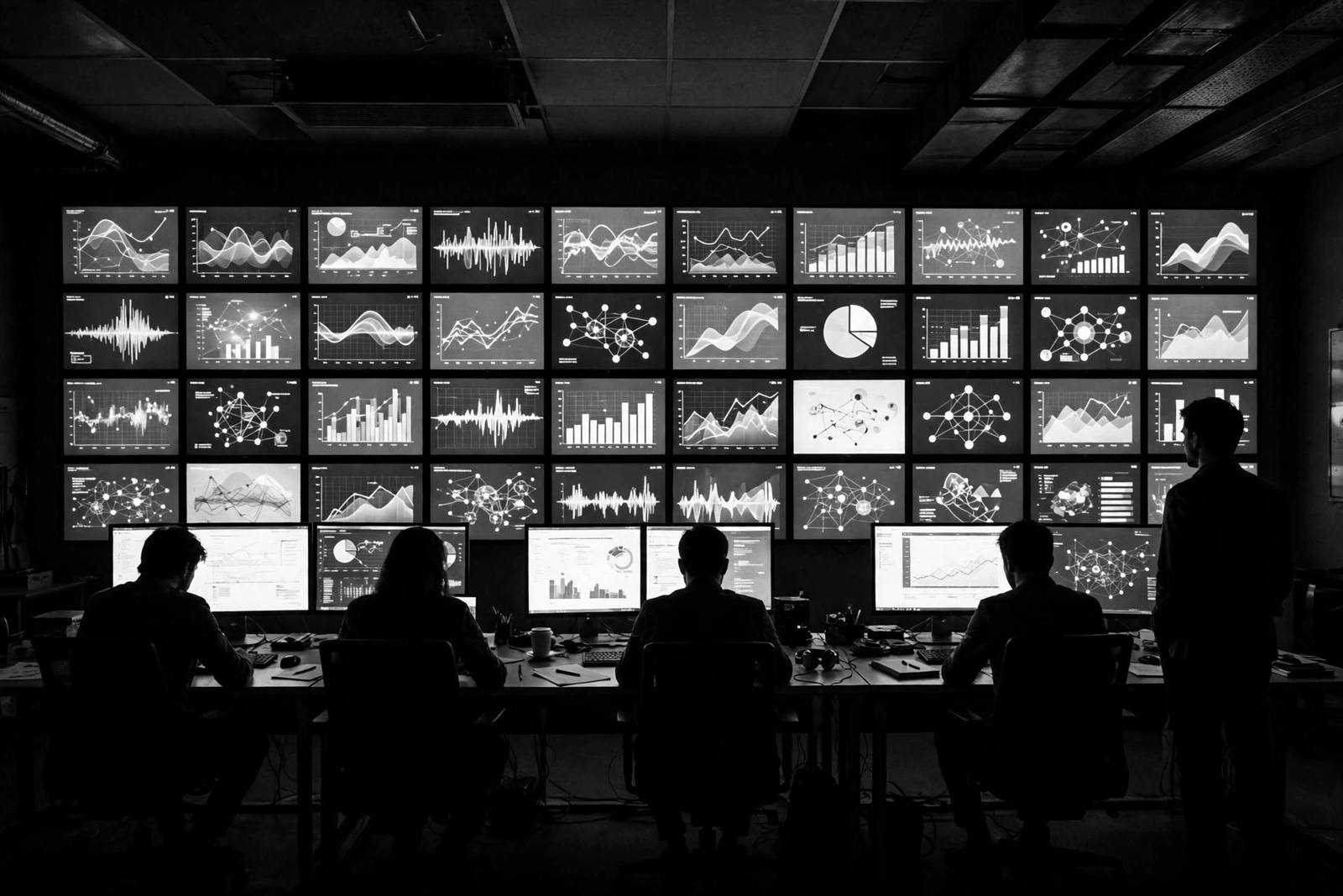Operations control room with data screens