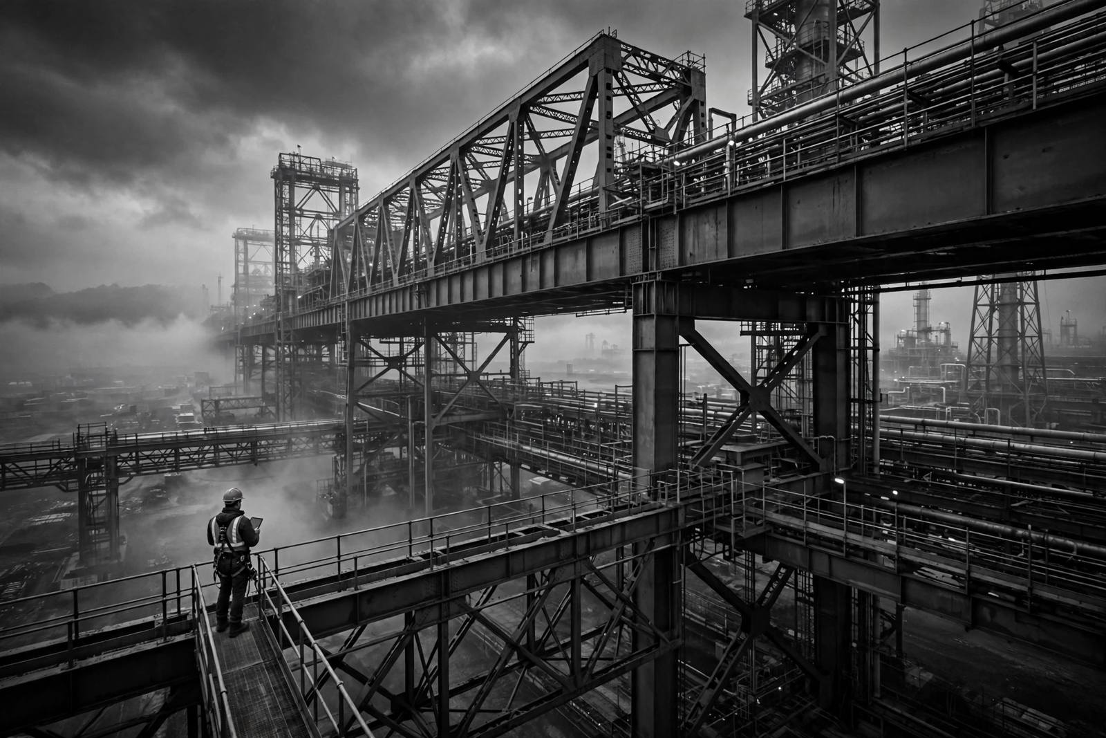 Engineer inspecting infrastructure